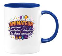 quotedazur - MugAnimateur : parce que quelqu'un doit gérer le chaos avec style - Tasse Cadeau Animateur Homme - Bleu/Céramique