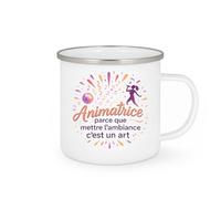 quotedazur - MugAnimatrice : parce que mettre l'ambiance c'est un art - Tasse Cadeau Animatrice Femme - Blanc/Emaillé