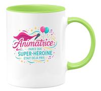 quotedazur - MugAnimatrice : parce que super-héroïne était déjà pris - Tasse Cadeau Animatrice Femme - Vert/Céramique