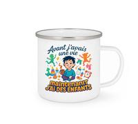 quotedazur - MugAvant j'avais une vie, maintenant j'ai des enfants - Tasse Cadeau Humour Femme - Blanc/Emaillé