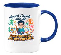quotedazur - MugAvant j'avais une vie, maintenant j'ai des enfants - Tasse Cadeau Humour Femme - Bleu/Céramique