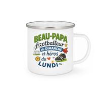 quotedazur - MugBeau-Papa footballeur du dimanche et héros du lundi - Tasse Cadeau Beau-Papa Homme - Blanc/Emaillé