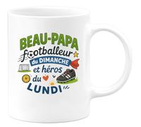 quotedazur - MugBeau-Papa footballeur du dimanche et héros du lundi - Tasse Cadeau Beau-Papa Homme - Blanc/Céramique