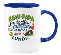 quotedazur - MugBeau-Papa footballeur du dimanche et héros du lundi - Tasse Cadeau Beau-Papa Homme - Bleu/Céramique