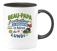 quotedazur - MugBeau-Papa footballeur du dimanche et héros du lundi - Tasse Cadeau Beau-Papa Homme - Noir/Céramique