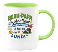 quotedazur - MugBeau-Papa footballeur du dimanche et héros du lundi - Tasse Cadeau Beau-Papa Homme - Vert/Céramique