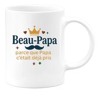 quotedazur - MugBeau-Papa : parce que Papa c'était déjà pris - Tasse Cadeau Beau-Papa Homme - Blanc/Céramique