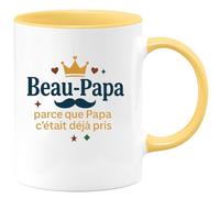 quotedazur - MugBeau-Papa : parce que Papa c'était déjà pris - Tasse Cadeau Beau-Papa Homme - Jaune/Céramique