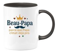 quotedazur - MugBeau-Papa : parce que Papa c'était déjà pris - Tasse Cadeau Beau-Papa Homme - Noir/Céramique