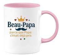 quotedazur - MugBeau-Papa : parce que Papa c'était déjà pris - Tasse Cadeau Beau-Papa Homme - Rose/Céramique