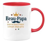 quotedazur - MugBeau-Papa : parce que Papa c'était déjà pris - Tasse Cadeau Beau-Papa Homme - Rouge/Céramique