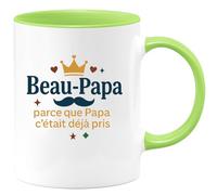 quotedazur - MugBeau-Papa : parce que Papa c'était déjà pris - Tasse Cadeau Beau-Papa Homme - Vert/Céramique
