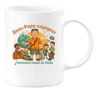 quotedazur - MugBeau-Papa voyageur : j'emmène toute la tribu - Tasse Cadeau Beau-Papa Homme - Blanc/Céramique