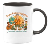 quotedazur - MugBeau-Papa voyageur : j'emmène toute la tribu - Tasse Cadeau Beau-Papa Homme - Noir/Céramique