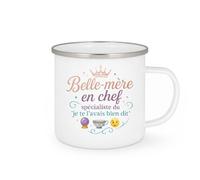 quotedazur - MugBelle-mère en chef, spécialiste du 'je te l'avais bien dit' - Tasse Cadeau Belle-mère Femme - Blanc/Emaillé