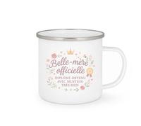 quotedazur - MugBelle-mère officielle, diplôme obtenu avec mention très bien - Tasse Cadeau Belle-mère Femme - Blanc/Emaillé