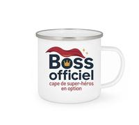 quotedazur - MugBoss officiel, cape de super-héros en option - Tasse Cadeau Boss Homme - Blanc/Emaillé