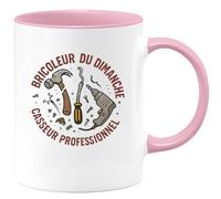 quotedazur - Mugbricoleur du dimanche, casseur professionnel - Tasse Cadeau Humour Homme - Rose/Céramique