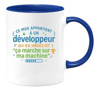 quotedazur - MugCe mug appartient à un développeur qui n'a jamais dit 'ça marche sur ma machine' - Tasse Cadeau Développeur informatique Homme - Bleu/Céramique