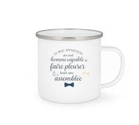 quotedazur - MugCe mug appartient au seul homme capable de faire pleurer toute une assemblée - Tasse Cadeau Témoin de mariage Homme - Blanc/Emaillé