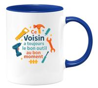 quotedazur - MugCe Voisin a toujours le bon outil au bon moment - Tasse Cadeau Voisin Homme - Bleu/Céramique