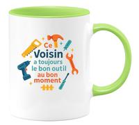 quotedazur - MugCe Voisin a toujours le bon outil au bon moment - Tasse Cadeau Voisin Homme - Vert/Céramique