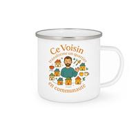 quotedazur - MugCe Voisin transforme un quartier en communauté - Tasse Cadeau Voisin Homme - Blanc/Emaillé
