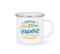 quotedazur - MugCertifié 20 ans depuis peu mais expert depuis toujours - Tasse Cadeau 20 ans Femme - Blanc/Emaillé