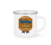 quotedazur - MugCertifié tonton de l'année par mes neveux et nièces - Tasse Cadeau Tonton Homme - Blanc/Emaillé