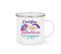 quotedazur - MugCertifiée 100% fabuleuse et magique - Tasse Cadeau Licorne Femme - Blanc/Emaillé