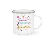 quotedazur - MugC'est dur d'être parfaite, heureusement je suis juste Animatrice - Tasse Cadeau Animatrice Femme - Blanc/Emaillé