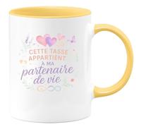 quotedazur - MugCette tasse appartient à ma partenaire de vie - Tasse Cadeau Meilleure amie Femme - Jaune/Céramique