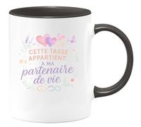 quotedazur - MugCette tasse appartient à ma partenaire de vie - Tasse Cadeau Meilleure amie Femme - Noir/Céramique