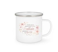 quotedazur - MugCette tasse appartient à ton alliée pour la vie - Tasse Cadeau Meilleure amie Femme - Blanc/Emaillé