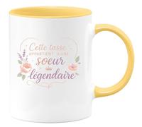 quotedazur - MugCette tasse appartient à une sœur légendaire - Tasse Cadeau Soeur Femme - Jaune/Céramique