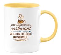 quotedazur - MugCette tasse contient le carburant du meilleur collègue du service - Tasse Cadeau Collègue Homme - Jaune/Céramique