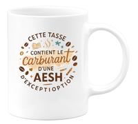 quotedazur - MugCette tasse contient le carburant d'une AESH d'exception - Tasse Cadeau AESH Femme - Blanc/Céramique