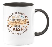 quotedazur - MugCette tasse contient le carburant d'une AESH d'exception - Tasse Cadeau AESH Femme - Noir/Céramique