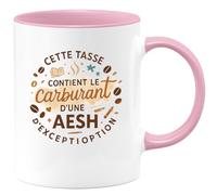 quotedazur - MugCette tasse contient le carburant d'une AESH d'exception - Tasse Cadeau AESH Femme - Rose/Céramique