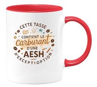 quotedazur - MugCette tasse contient le carburant d'une AESH d'exception - Tasse Cadeau AESH Femme - Rouge/Céramique