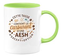 quotedazur - MugCette tasse contient le carburant d'une AESH d'exception - Tasse Cadeau AESH Femme - Vert/Céramique