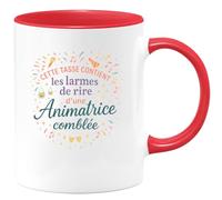 quotedazur - MugCette tasse contient les larmes de rire d'une Animatrice comblée - Tasse Cadeau Animatrice Femme - Rouge/Céramique