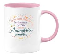 quotedazur - MugCette tasse contient les larmes de rire d'une Animatrice comblée - Tasse Cadeau Animatrice Femme - Rose/Céramique