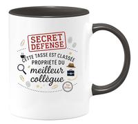 quotedazur - MugCette tasse est classée secret défense : propriété du meilleur collègue - Tasse Cadeau Collègue Homme - Noir/Céramique