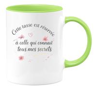 quotedazur - MugCette tasse est réservée à celle qui connaît tous mes secrets - Tasse Cadeau Soeur Femme - Vert/Céramique