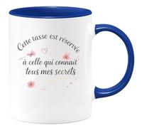 quotedazur - MugCette tasse est réservée à celle qui connaît tous mes secrets - Tasse Cadeau Soeur Femme - Bleu/Céramique