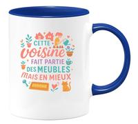 quotedazur - MugCette voisine fait partie des meubles mais en mieux - Tasse Cadeau Voisine Femme - Bleu/Céramique