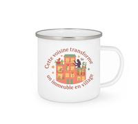 quotedazur - MugCette voisine transforme un immeuble en village - Tasse Cadeau Voisine Femme - Blanc/Emaillé
