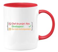 quotedazur - MugChef de projet : Non. Développeur : Oui mais techniquement... - Tasse Cadeau Développeur informatique Homme - Rouge/Céramique