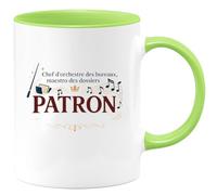 quotedazur - MugChef d'orchestre des bureaux, maestro des dossiers : Patron - Tasse Cadeau Patron Homme - Vert/Céramique